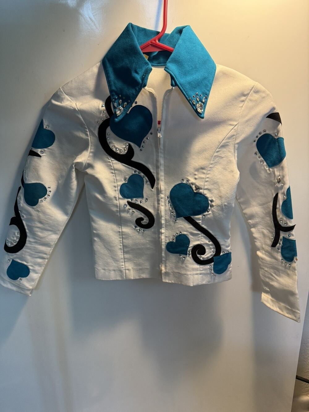 Embroidery Sequin Heart Jacket Youth Show Shirt Zip western Equestrian youth s/m
